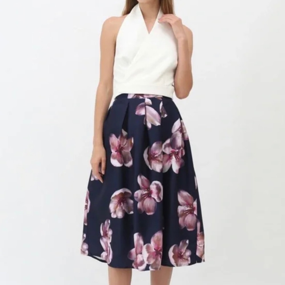 NWT Chicwish Peach Blossom Midi Skirt